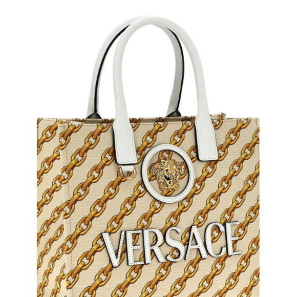 Versace Tote Bags Multicolor Small Chain Stripes La Medusa shopping bag - Picture 3 of 4